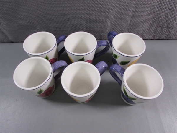 SALAD BOWL & 6 MATCHING MUGS - NEW