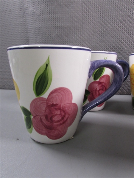 SALAD BOWL & 6 MATCHING MUGS - NEW