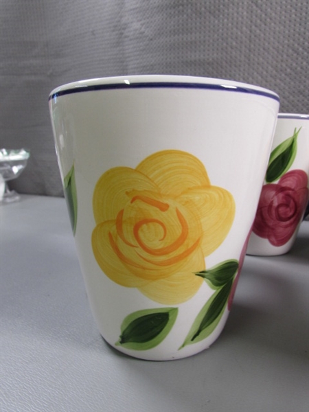 SALAD BOWL & 6 MATCHING MUGS - NEW