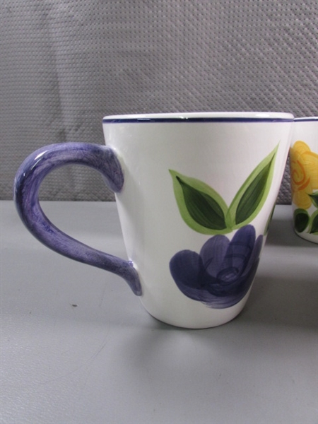 SALAD BOWL & 6 MATCHING MUGS - NEW