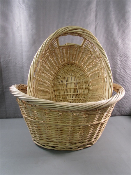 PAIR OF WICKER LAUNDRY BASKETS