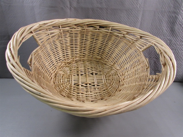 PAIR OF WICKER LAUNDRY BASKETS