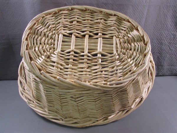 PAIR OF WICKER LAUNDRY BASKETS
