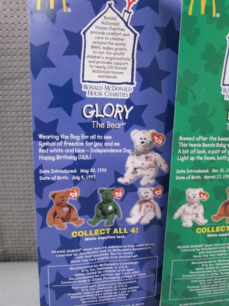 SET OF 4 MCDONALDS TY BEANIE BABIES - INTERNATIONAL SERIES - NEW IN PACKAGES
