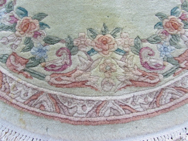 3' X 5' HAND WOVEN PERSIAN OVAL RUG - KERMAN PATTERN - NEEDS CLEANING