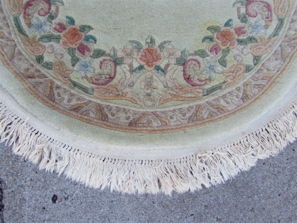 3' X 5' HAND WOVEN PERSIAN OVAL RUG - KERMAN PATTERN - NEEDS CLEANING