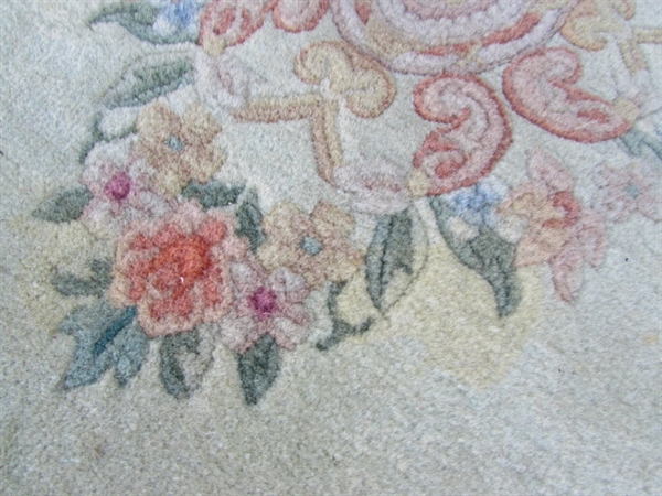 3' X 5' HAND WOVEN PERSIAN OVAL RUG - KERMAN PATTERN - NEEDS CLEANING