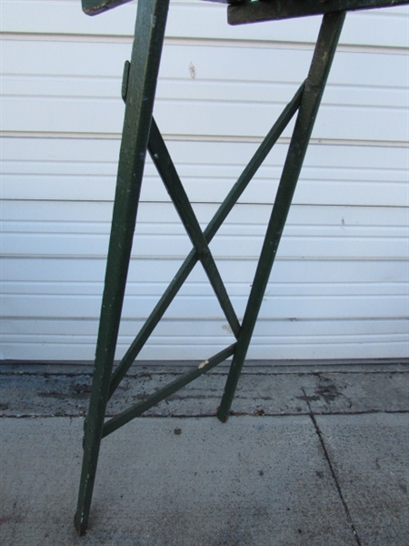 TRIO OF WOODEN PAINTED LADDERS/STEP STOOLS