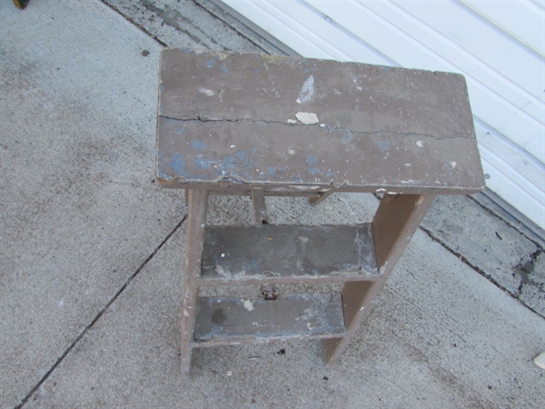 TRIO OF WOODEN PAINTED LADDERS/STEP STOOLS