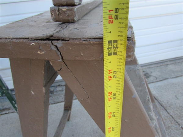 TRIO OF WOODEN PAINTED LADDERS/STEP STOOLS