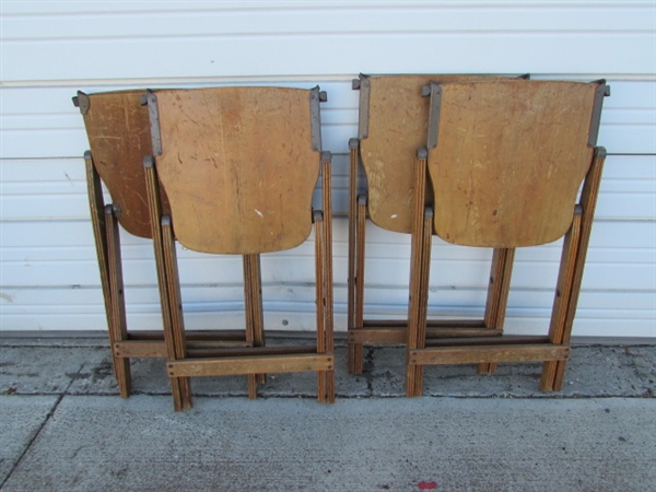 4 VINTAGE WOOD FOLDING CHAIRS