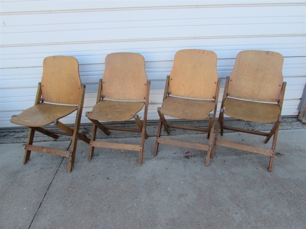 4 VINTAGE WOOD FOLDING CHAIRS