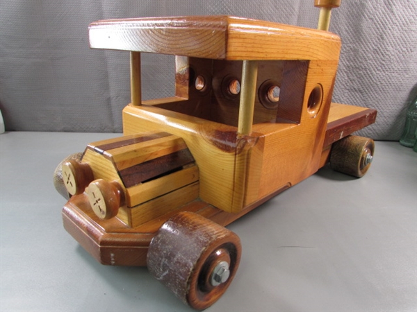 LARGE HAND CRAFTED WOODEN SEMI TRUCK