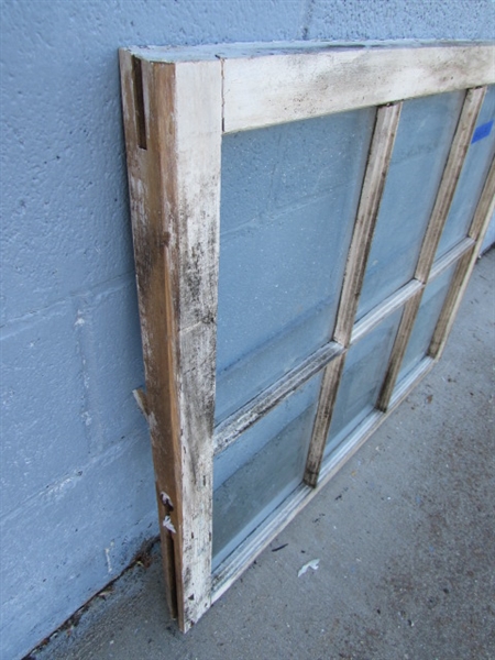 VINTAGE/ANTIQUE 6-PANE WOOD FRAMED WINDOW