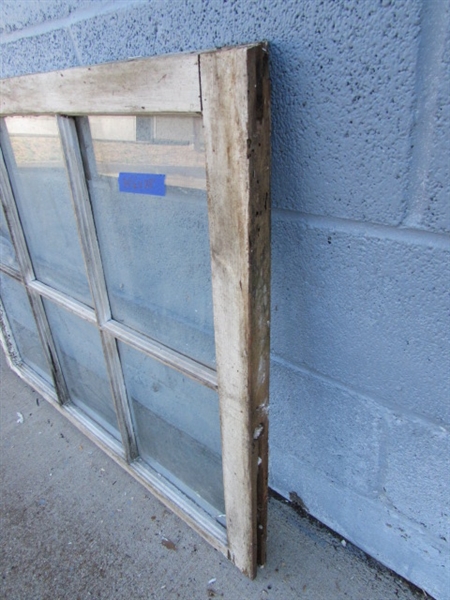 VINTAGE/ANTIQUE 6-PANE WOOD FRAMED WINDOW