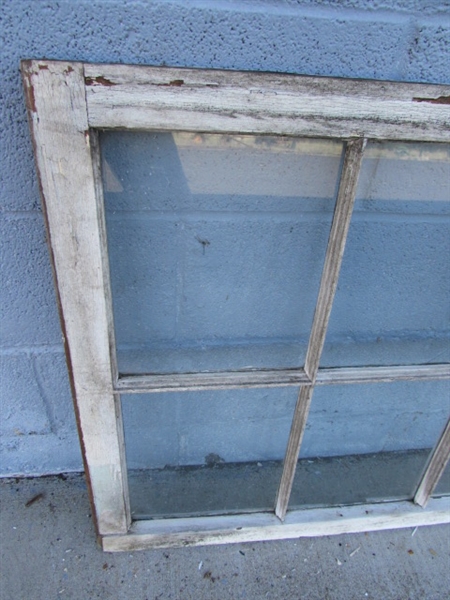 VINTAGE/ANTIQUE 6-PANE WOOD FRAMED WINDOW