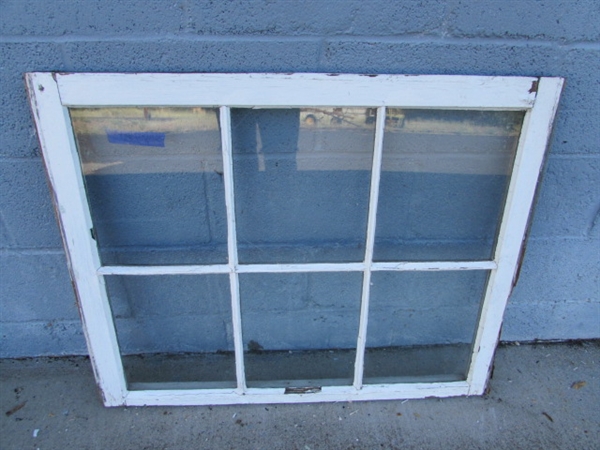 VINTAGE/ANTIQUE 6-PANE WOOD FRAMED WINDOW