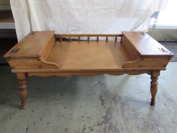 COLONIAL STYLE COFFEE TABLE WITH SIDE STORAGE