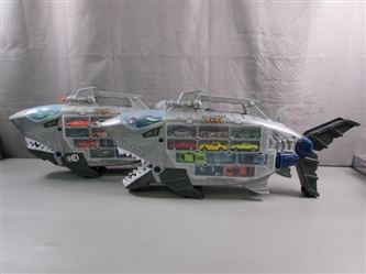 2 SHARK "HOT WHEELS/MATCHBOX" CAR CARRIERS W/CARS