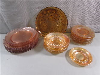 AMBER & PINK DEPRESSION & CARNIVAL GLASS