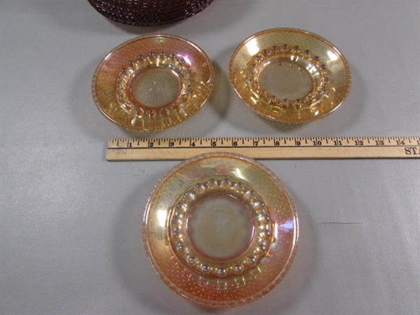 AMBER & PINK DEPRESSION & CARNIVAL GLASS