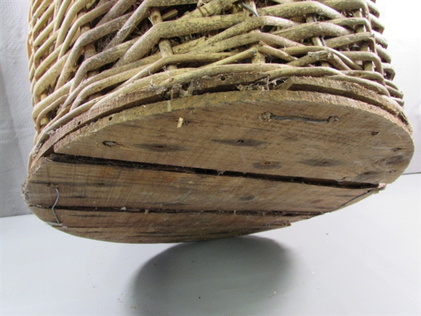 VERY LARGE WICKER WINE BOTTLE & SMALLER BOTTLE