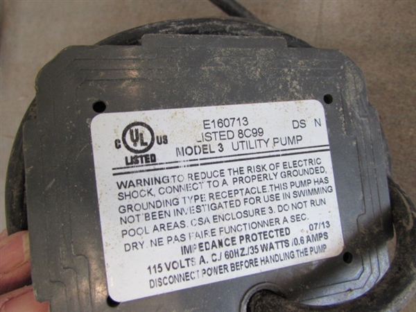 7 UTILITY PUMPS & 1 SUBMERSIBLE PUMP