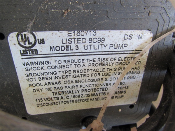 7 UTILITY PUMPS & 1 SUBMERSIBLE PUMP