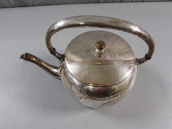 VINTAGE SILVERPLATE TEA SET & TRAYS