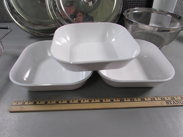 MELAMINE TRAYS & NOODLE BOWLS, STAINLESS CLOCHES, STRAINERS & MORE