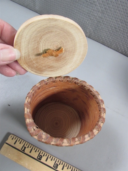 HANDCRAFTED BARK, LEATHER, & WOOD BOXES