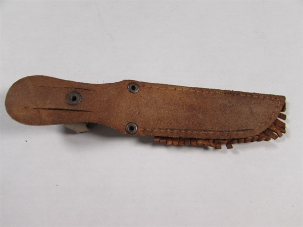 SMALL VINTAGE FINNISH KNIFE W/BEADED SHEATH