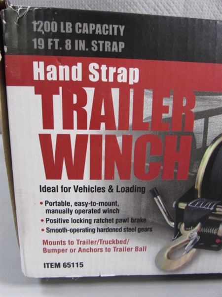 NEW HAUL MASTER HAND STRAP TRAILER WINCH 1200 LB CAPACITY