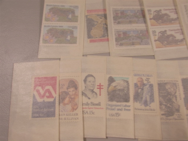 MIXED LOT OF POSTAGE STAMP SINGLES & SOME DOUBLES IN GLASSINE ENVELOPES #6