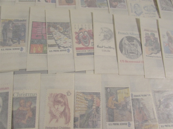 MIXED LOT OF POSTAGE STAMP SINGLES & SOME DOUBLES IN GLASSINE ENVELOPES #6