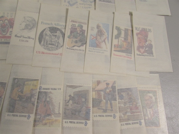 MIXED LOT OF POSTAGE STAMP SINGLES & SOME DOUBLES IN GLASSINE ENVELOPES #6