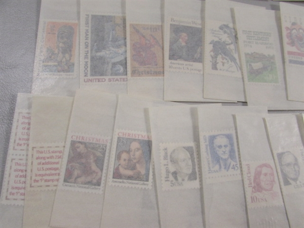 MIXED LOT OF POSTAGE STAMP SINGLES & SOME DOUBLES IN GLASSINE ENVELOPES #6