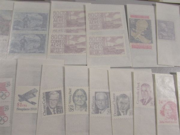MIXED LOT OF POSTAGE STAMP SINGLES & SOME DOUBLES IN GLASSINE ENVELOPES #6