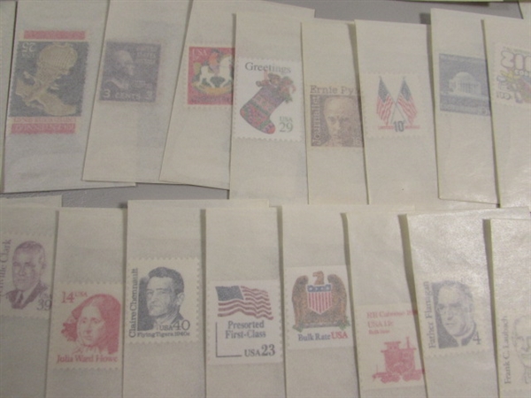 MIXED LOT OF POSTAGE STAMP SINGLES & SOME DOUBLES IN GLASSINE ENVELOPES #6