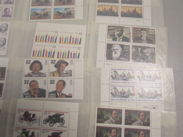 MIXED LOT OF US POSTAGE STAMP PLATE BLOCKS IN GLASSINE ENVELOPES ASST DENOMINATIONS #1