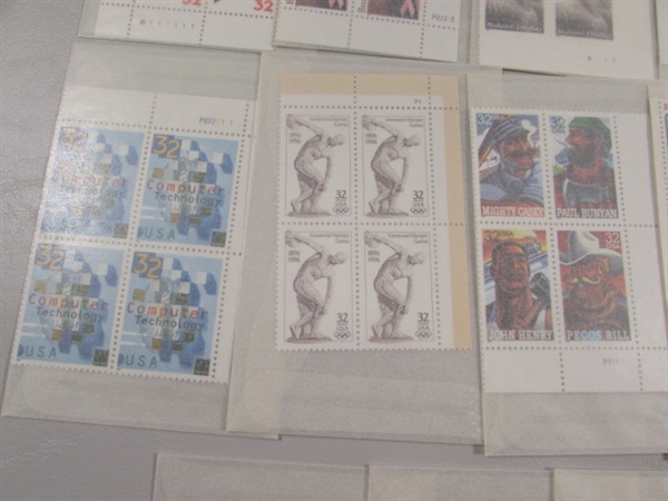 32 CENT US POSTAGE STAMP BLOCKS IN GLASSINE ENVELOPES-UNUSED