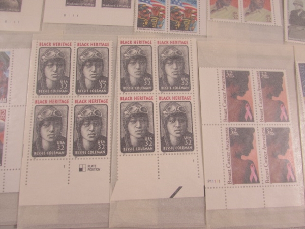 32 CENT US POSTAGE STAMP BLOCKS IN GLASSINE ENVELOPES-UNUSED