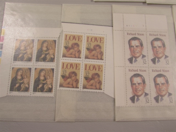 32 CENT US POSTAGE STAMP BLOCKS IN GLASSINE ENVELOPES-UNUSED