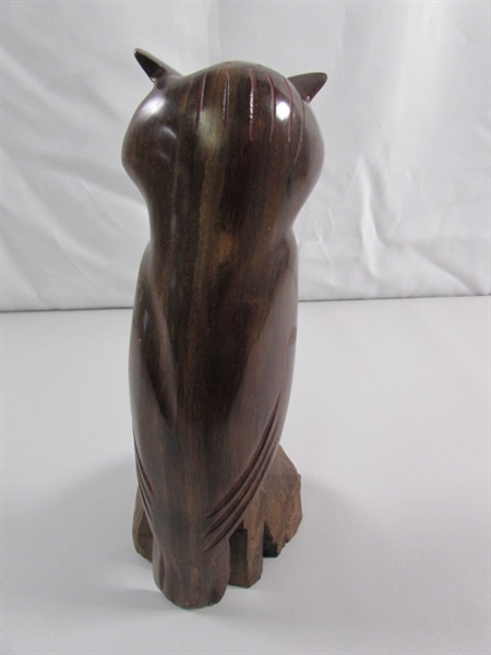 CARVED IRONWOOD & RESIN OWL STATUES