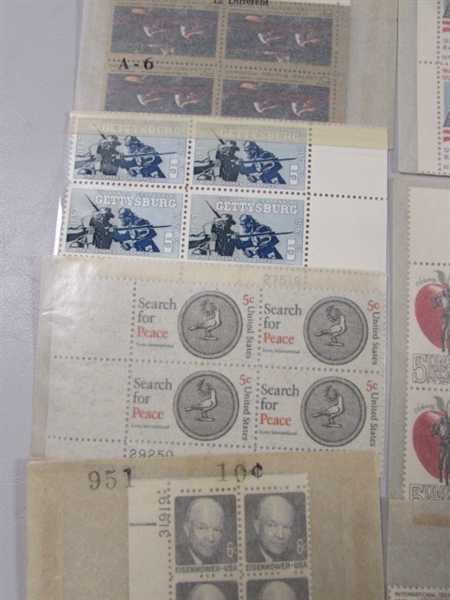 VINTAGE COLLECTORS POSTAGE STAMP BLOCKS MOST IN GLASSINE ENVELOPES