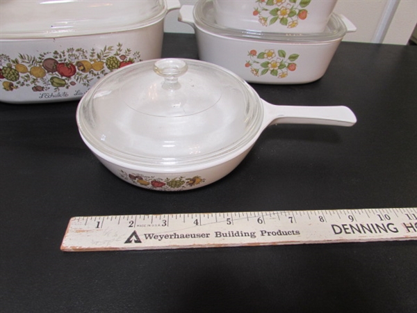 VINTAGE CORNING WARE W/LIDS - 2 DIFFERENT PATTERNS
