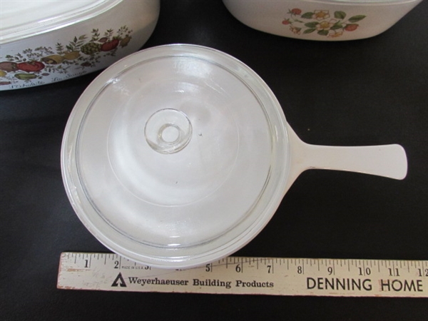 VINTAGE CORNING WARE W/LIDS - 2 DIFFERENT PATTERNS