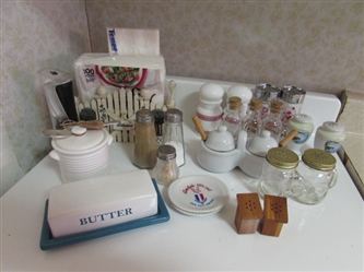 SALT & PEPPER SHAKERS, NAPKIN HOLDER & MORE