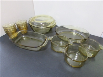 VINTAGE YELLOW MEXICAN GLASS DISHWARE