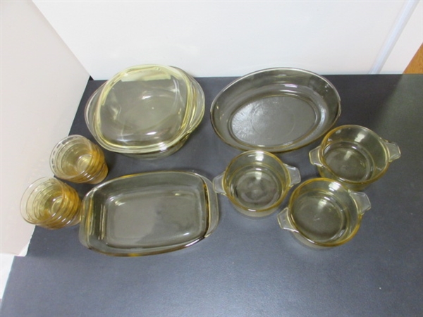 VINTAGE YELLOW MEXICAN GLASS DISHWARE